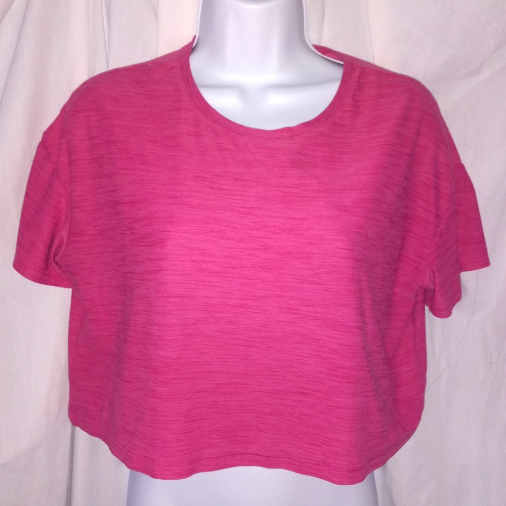 Old Navy Active Heathered Pink Minimal Short Sleeve Crop Top Girls Size XL 14-16